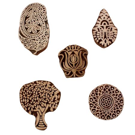 Set of 5 Piece New Mix Wooden Printing Blocks